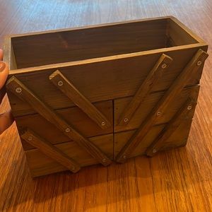 Vintage Wooden Sewing Box / Storage Organizer
